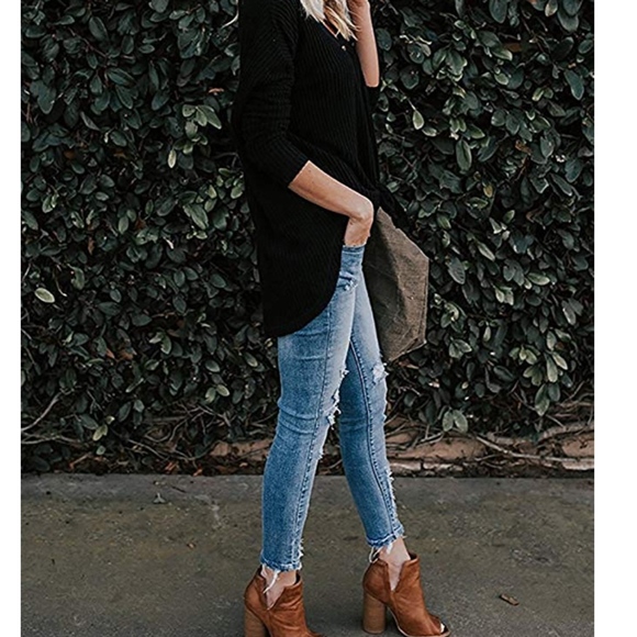 Womens Waffle Knit Tunic Blouse Tie Knot Henley To - Picture 2 of 3